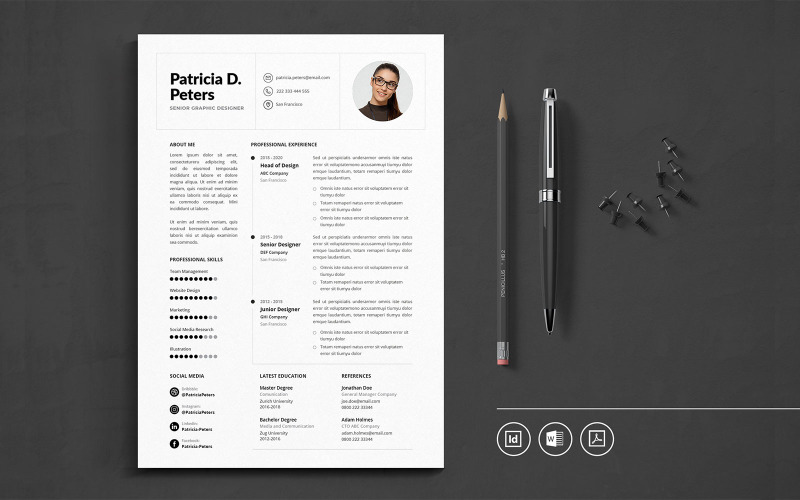 Download Резюме "Professional CV Indesign Vol.38 Resume Template" / Professional CV Indesign Vol.38 Resume Template - Резюме на тему графика resume,cv,minimalist,professional,modern,clean,minimal,business,hiring,apply,job,entrepreneur,indesign,word,pdf