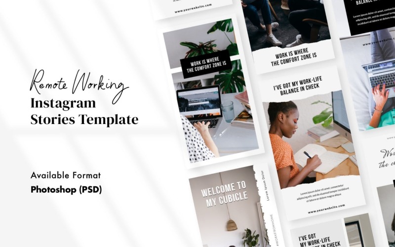 Remote Work Instagram Stories Template PSD for Social Media