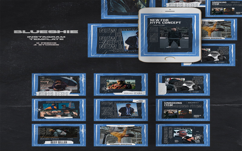 Download Шаблон для соцсетей "Blueshie Instagram Templates for Social Media" / Blueshie Instagram Templates for Social Media - Шаблон для соцсетей на тему графика azruca,banner,brand,branding,design,discount,facebook,fashion,geometric,hipster,instagram,media,minimal,mobile,modern,offer,photography,promotion,sale,sales