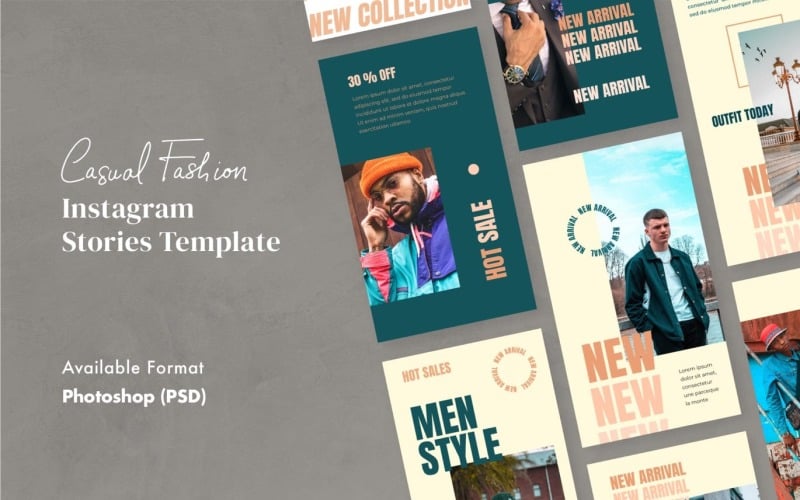 Download Шаблон для соцсетей "Casual Fashion Instagram Stories Template for Social Media" / Casual Fashion Instagram Stories Template for Social Media - Шаблон для соцсетей на тему графика instagram,story,stories,fashion,promotion,elegant,beauty,modern,psd,planner,style
