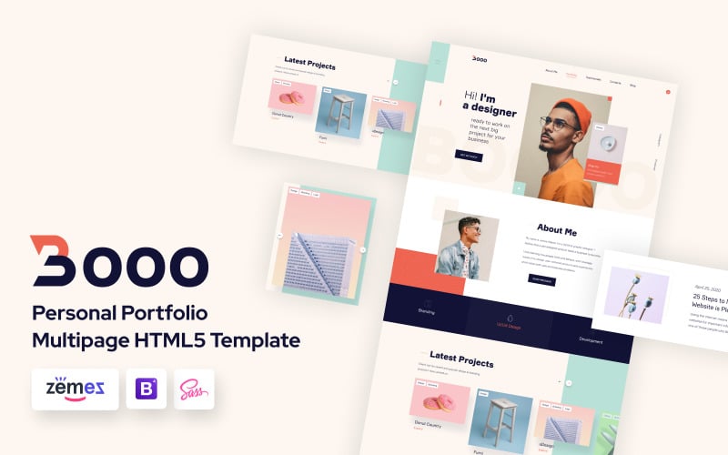 Lintense Personal Portfolio - HTML-шаблон целевой страницы для веб-дизайнера