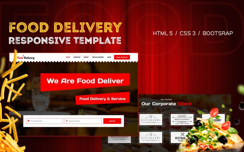 Online livsmedelsleverans webbplats mall