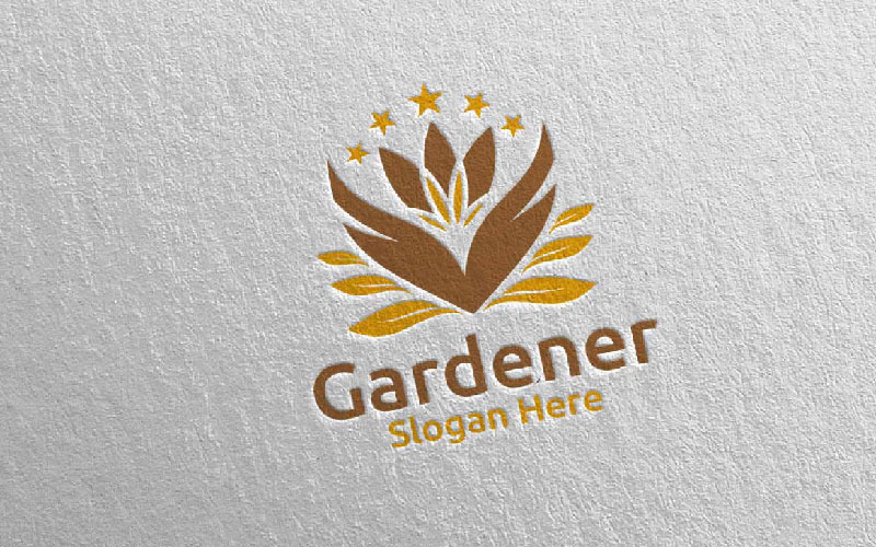 Ботанічний садівник догляд 25 шаблон логотипу