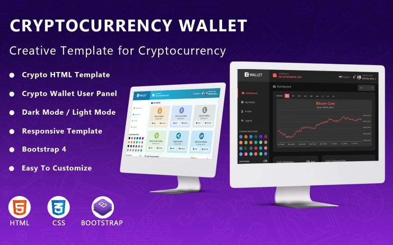 Cryptocurrency Wallet Website Template - HTML5