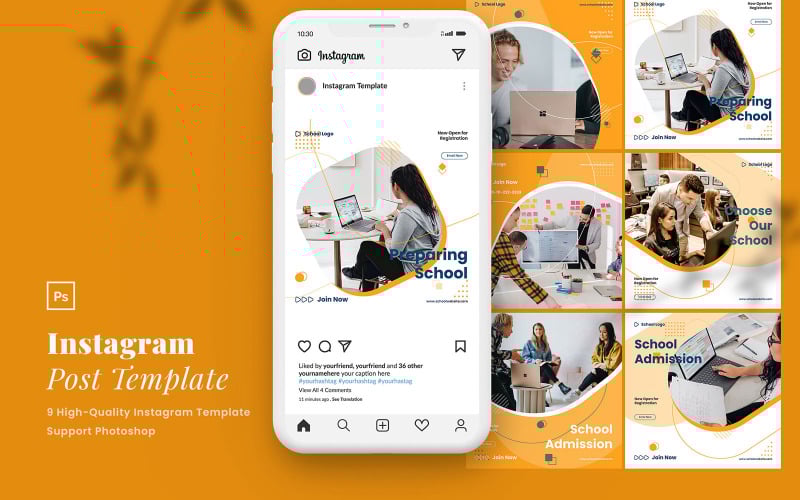 Download Шаблон для соцсетей "Elegant Education Instagram Post Template Vol.2 for Social Media" / Elegant Education Instagram Post Template Vol.2 for Social Media - Шаблон для соцсетей на тему графика corporate instagram,company instagram,instagram for company,business,brand,lifestyle,minimalist,modern,elegant,simple,creative,template,instagram post,education,school,admission,teacher,stude