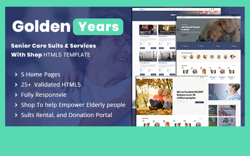 Golden Years - Plantilla para sitio web de trajes y servicios para personas mayores