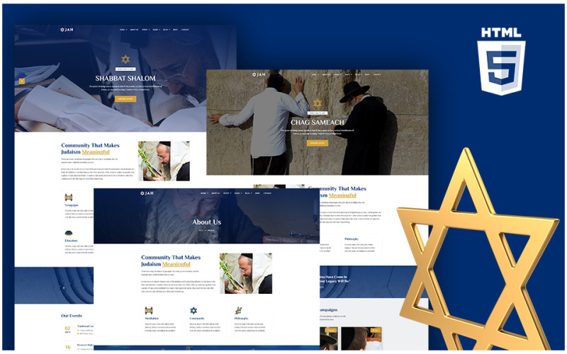 Jah - Modello di sito web HTML della sinagoga ebraica