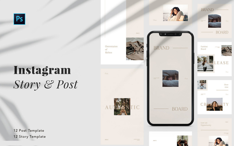 Minimalistische schoonheid Instagram Post & Stories PSD Social Media Template
