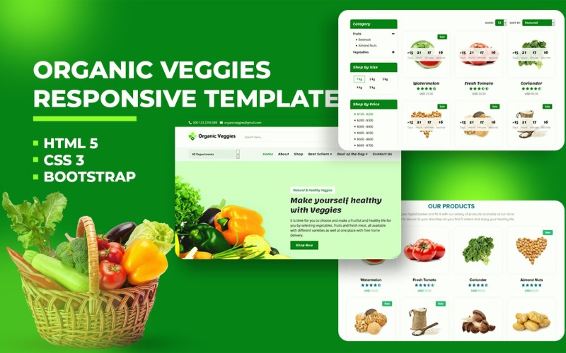 Modèle de site Web d'épicerie biologique