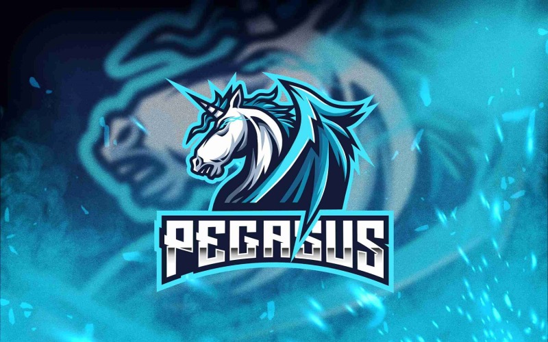 Download Шаблон логотипа "Pegasus Esport Logo Template" / Pegasus Esport Logo Template - Шаблон логотипа на тему графика esport,logoesport,gaming,logotemplate,character,illustration,vector,sport,graphic,logo,pegasus,unicorn,horse,wing,fantasy