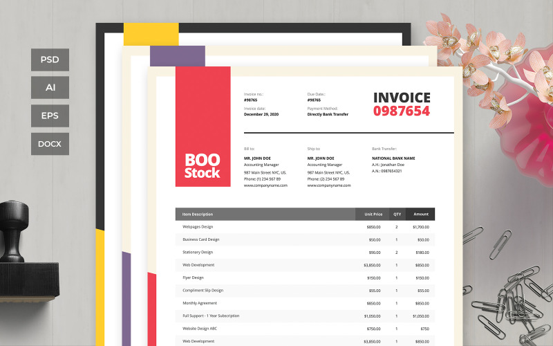 Professionelle und saubere Rechnung - Corporate Identity Template