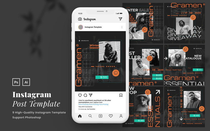 Download Шаблон для соцсетей "Urban Neon Instagram Post Template for Social Media" / Urban Neon Instagram Post Template for Social Media - Шаблон для соцсетей на тему графика corporate instagram,company instagram,instagram for company,business,brand,lifestyle,minimalist,modern,elegant,simple,creative,template,instagram post,urban,neon,neon fashion