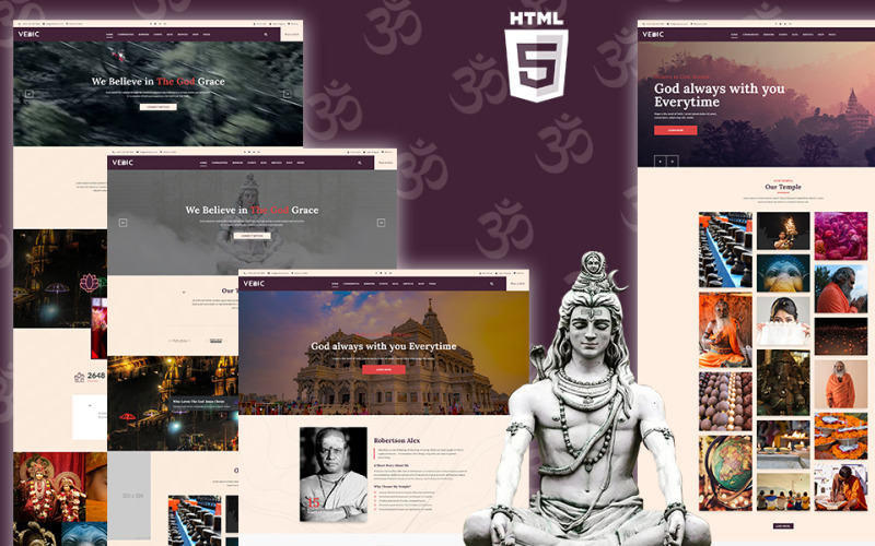 Vedic - Modèle de site Web de temple hindou