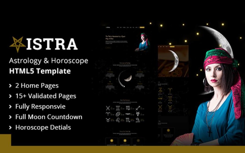 Vistra - Багатоцільова астрологія та гороскоп HTML 5 Шаблон веб-сайту