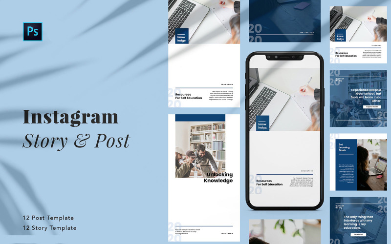 Download Шаблон для соцсетей "Elegant School Instagram Post & Story PSD Template for Social Media" / Elegant School Instagram Post & Story PSD Template for Social Media - Шаблон для соцсетей на тему графика corporate instagram,company instagram,instagram for company,business,brand,lifestyle,minimalist,modern,elegant,simple,creative,template,instagram post,school,education,teacher,student,podcast