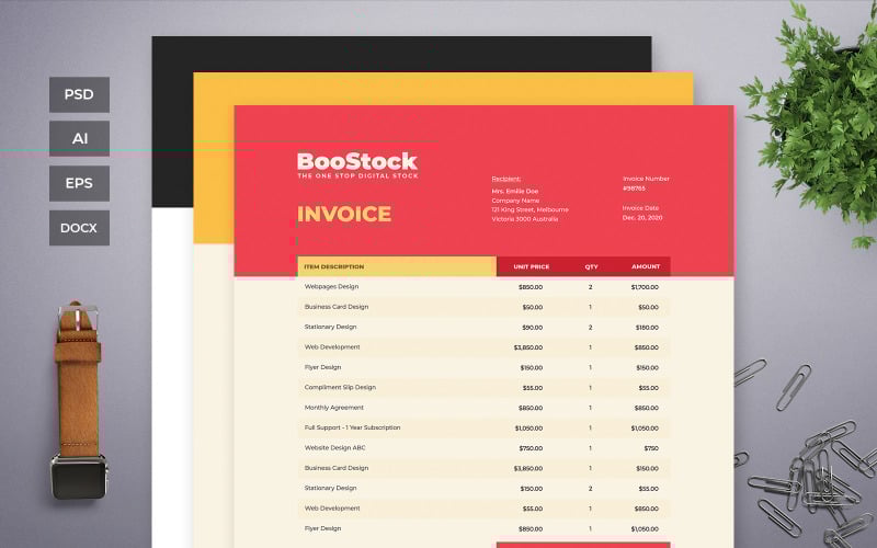Download Фирменный стиль "Professional and Clean Invoice - Corporate Identity Template" / Professional and Clean Invoice - Corporate Identity Template - Фирменный стиль на тему графика business,corporate,payment,bank,account,invoice,bill,paper,finance,form,table,accounting,document,transfer,money,report,clean,professional