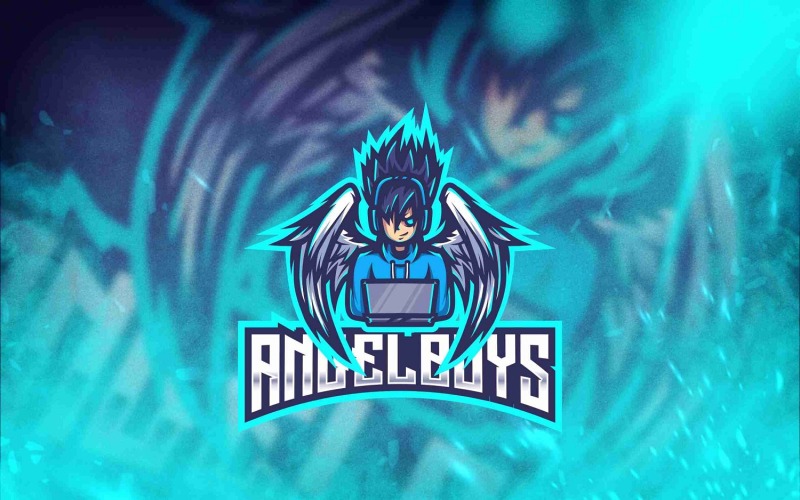 Шаблон логотипа киберспорта для мальчиков-ангелов