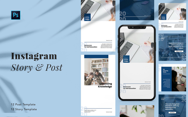 社交媒体的优雅学校Instagram帖子和故事PSD模板