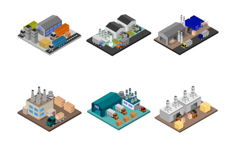 Set Isometrico Di Industria - Immagine Vettoriale