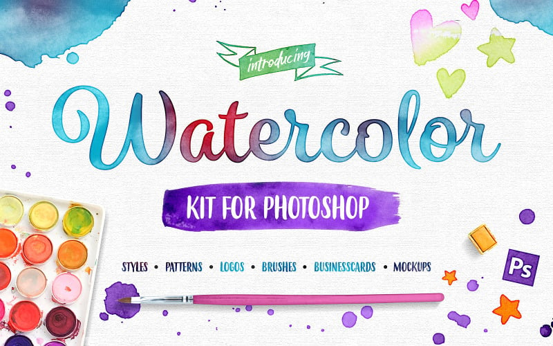 Download Watercolor Kit For Photoshop Product Mockup Free Download Download Watercolor Kit For Photoshop Product Mockup