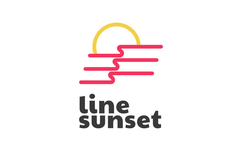 Sunset - plantilla de logotipo de línea puesta de sol