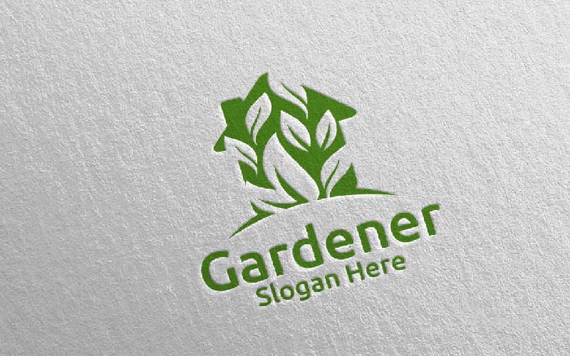 Modello di Logo House Botanical Gardener 52