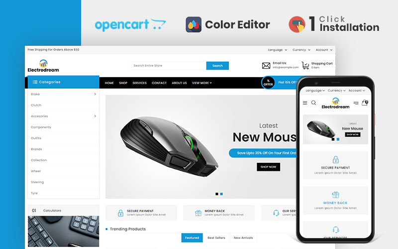 Modello OpenCart del negozio di elettronica Electrodream