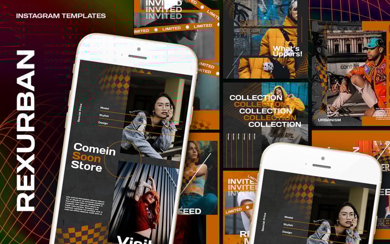 Download Шаблон для соцсетей "Rexurban Instagram Templates for Social Media" / Rexurban Instagram Templates for Social Media - Шаблон для соцсетей на тему графика apparel templates,azruca,clothing line branding,fashion,fashion template,geometric,hipster,hypebeast,instafeed,instagram,instagram pack,instagram post,instagram story,instastory,media,minimal