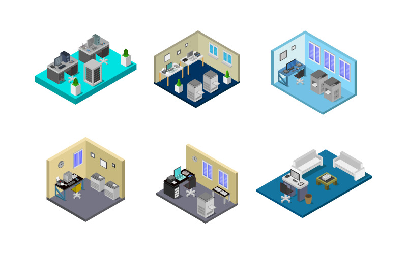 Download Vector "Set Of Isometric Office Room On Background - Vector Image" / Set Of Isometric Office Room On Background - Vector Image - Vector на тему графика room,chair,table,vector,design,style,isometric,work,furniture,3d,apartment,wall,residential,home,lamp,architecture,floor,decor,modern,interior