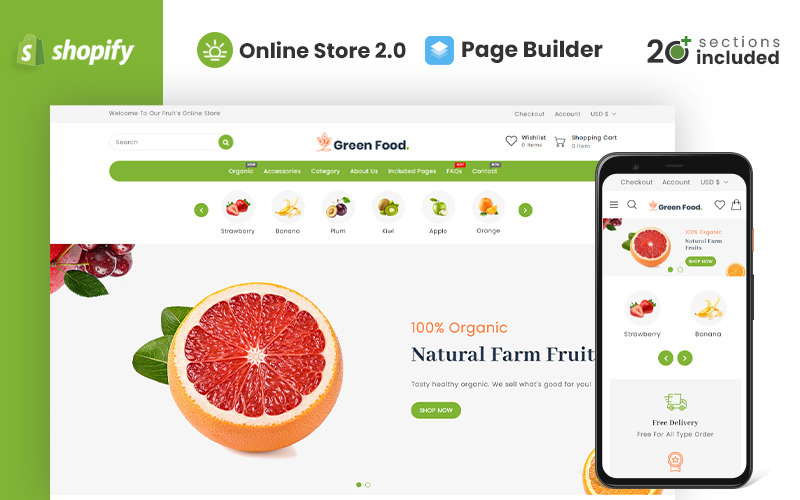 Shopify téma Greenfood Organic Store