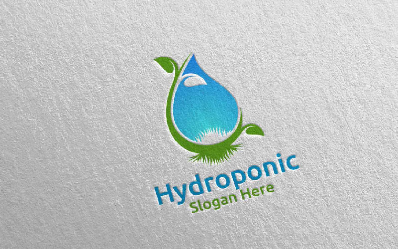 Water Hydroponic Botanical Gardener 64 Logo Template