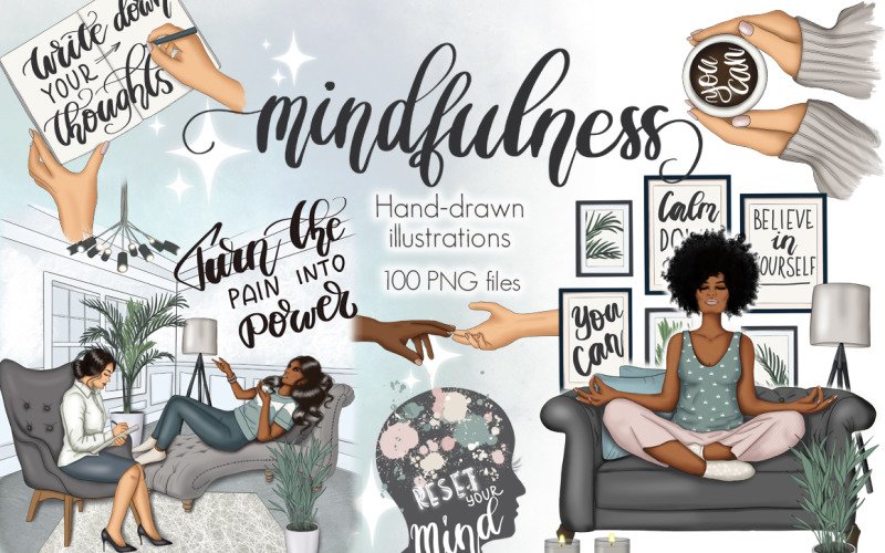 Mental Self Care Clipart & Muster - Illustration