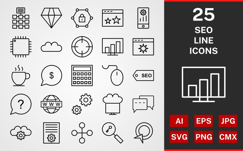 Sada ikon SEO LINE PACK 25