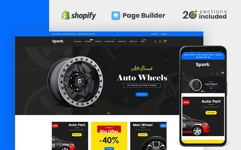 Automotive Auto Parts Store Shopify Theme TemplateMonster