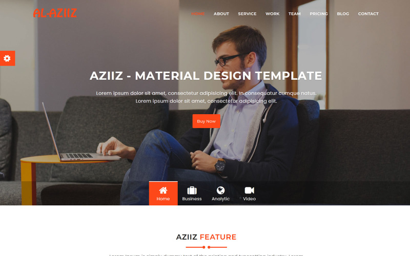 Aziiz - Landing Page Template der Material Design Agency