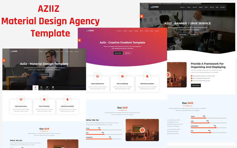 Aziiz – шаблон цільової сторінки агентства матеріального дизайну