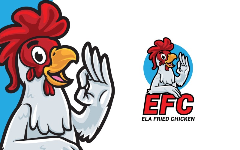 Download Шаблон логотипа "Ela Fried Chicken Logo Template" / Ela Fried Chicken Logo Template - Шаблон логотипа на тему графика logo,logomascot,mascot,logotemplate,character,illustration,vector,chicken,animal,food,friedchicken,fastfood