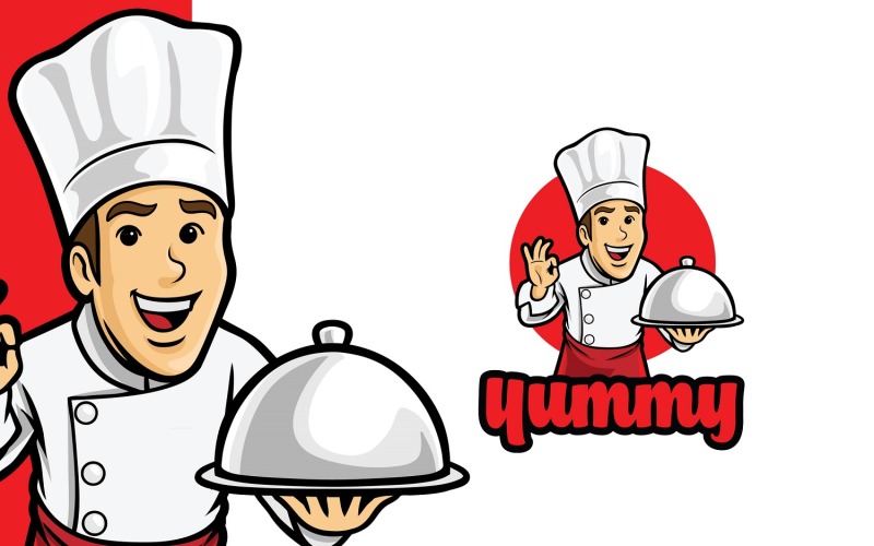 Щасливий смачний шеф-кухар шаблон логотипу