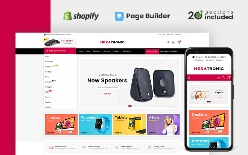 hexatronic electronics store shopify тема