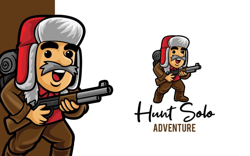 Download Шаблон логотипа "Hunt Solo Adventure Logo Template" / Hunt Solo Adventure Logo Template - Шаблон логотипа на тему графика logo,logomascot,mascot,logotemplate,character,illustration,vector,hunting,hunter,adventure,camping,outdoor