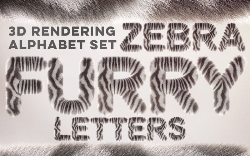 3D Zebra Furry Letters Pack - Illustration