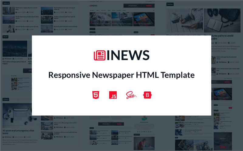 iNews - Responsive Newspaper HTML-Website-Vorlage