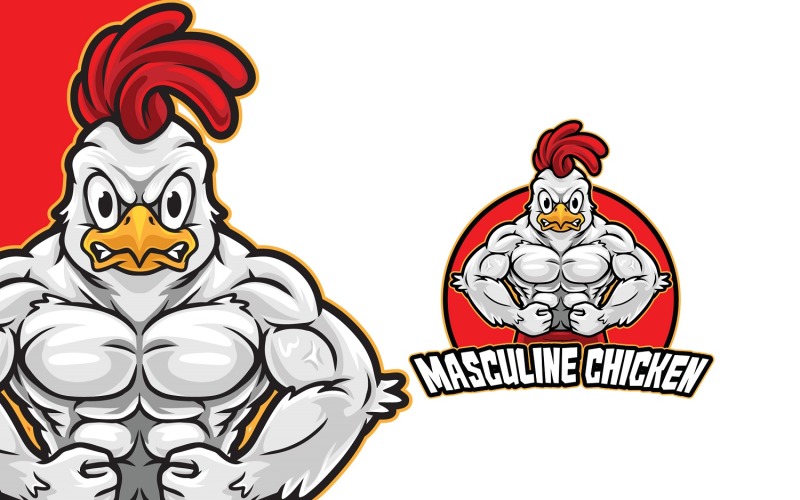 Maskulin kyckling logotyp mall