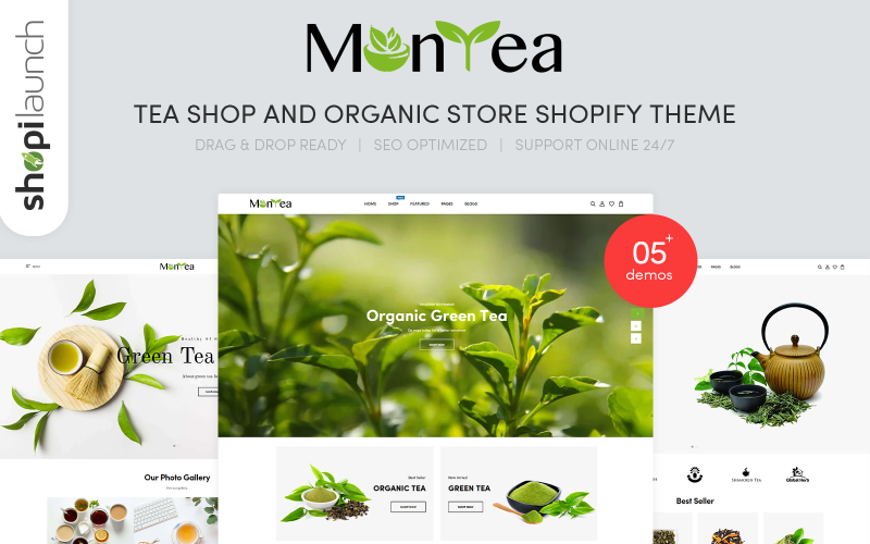 Montea-茶店和有机商店响应式Shopify主题 #110679
