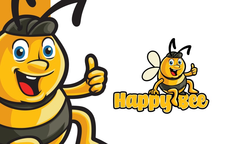 Шаблон логотипа Happy Bee