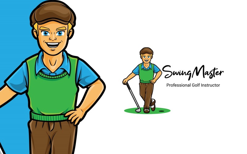 Download Шаблон логотипа "Swing Master Golf Logo Template" / Swing Master Golf Logo Template - Шаблон логотипа на тему графика logo,logomascot,mascot,logotemplate,character,illustration,vector,golf,golfer,sport,instructor,education