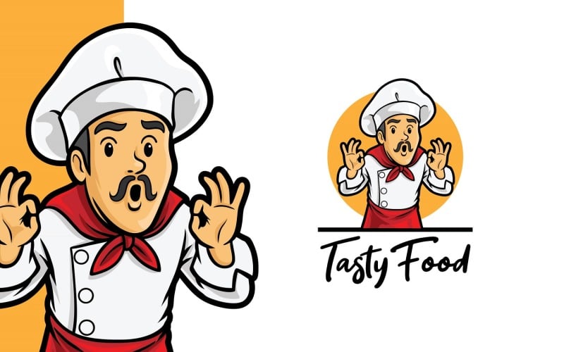 Modelo de logotipo de chef de cozinha saborosa