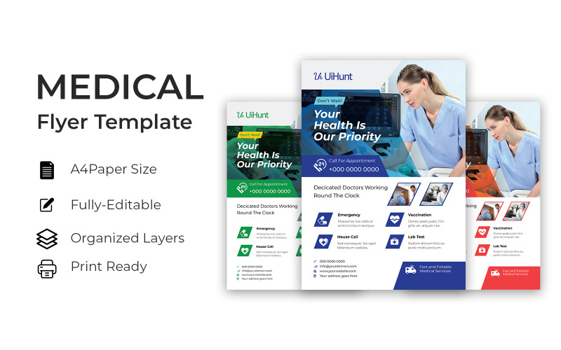Download Фирменный стиль "Unique Medical Flyer - Corporate Identity Template" / Unique Medical Flyer - Corporate Identity Template - Фирменный стиль на тему графика template,flyer,medical,health,medicine,dental,dentist,care,healthcare,professional,hygiene,promo,promotion,surgery,hospital,hospital flyer,nurse