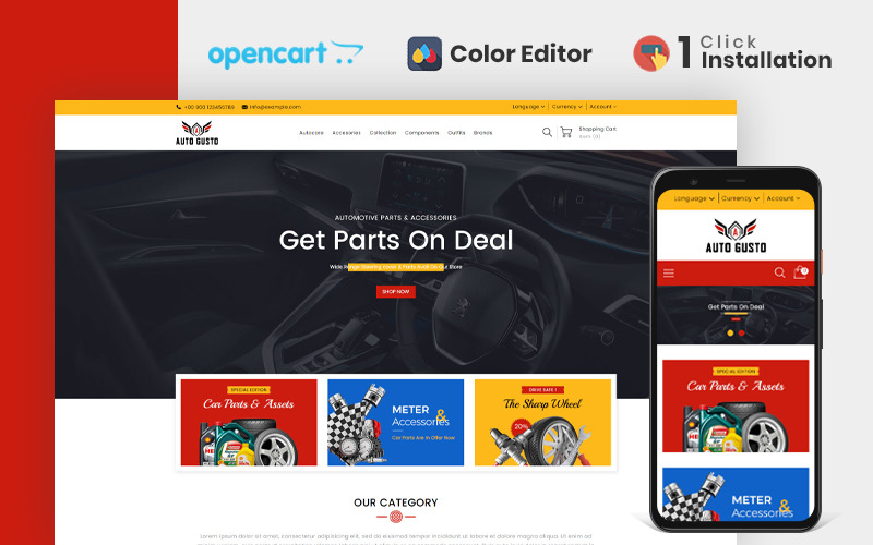 Auto gusto Parts Store OpenCart Template