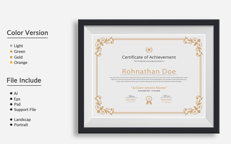 Download Шаблон сертификата "Clean 01 Certificate Template" / Clean 01 Certificate Template - Шаблон сертификата на тему графика certificate,corporate,decorative,diploma,elegant,excellence,frame graduation,green modern,multicolor ornaments,paper certificate print,print template,professional,red simple,simple certificat